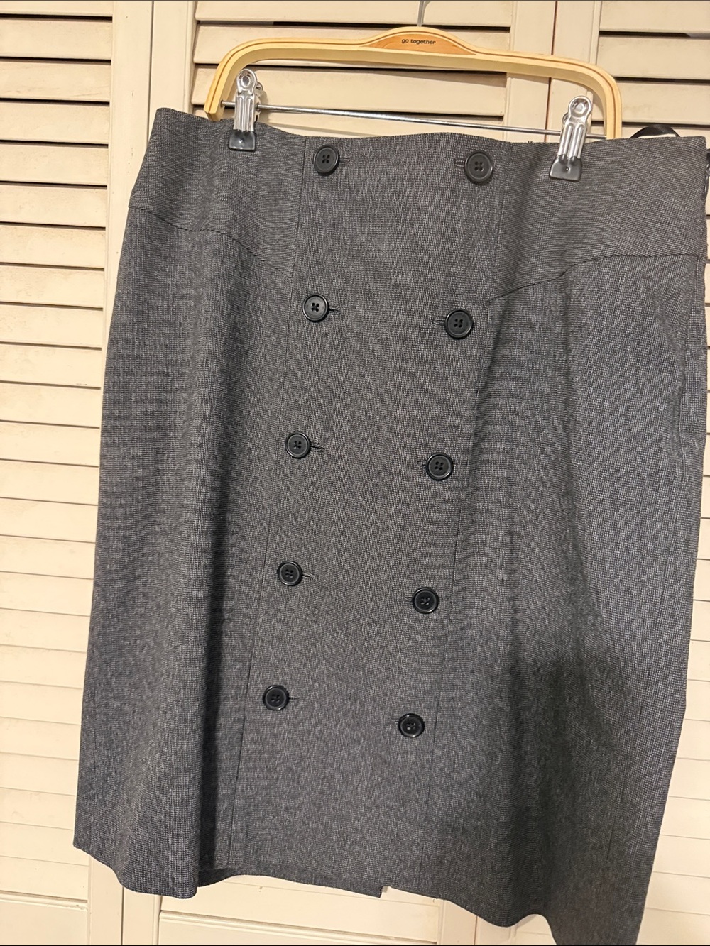 Anne Klein Gray Double-Breasted A-Line Skirt